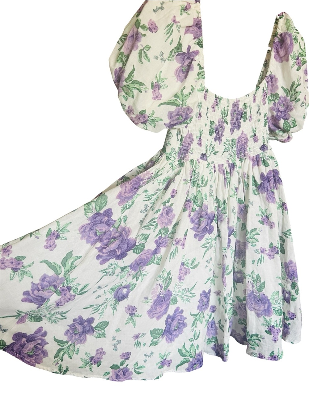 Altar’d State Floral Cottagecore Baby Doll Mini Dress SZ S Purple Wht Coquette - Picture 6 of 11